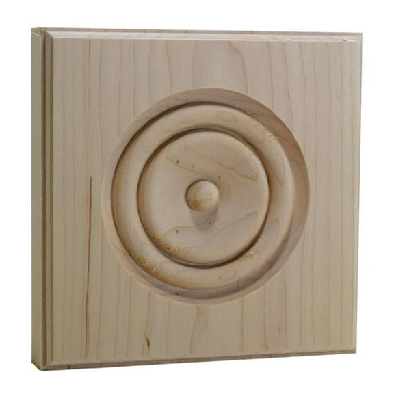 Hardwood Casing Corner Rosette Block 1" x 5-1/2" Square EWAP90, Maple