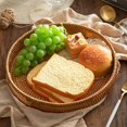 thumbnail image 2 of Rattan Storage Tray Hand Woven Picnic Basket Bread Fruit Snacks Food Storage Baskets Display Desktop Serving Tray With Handle, 2 of 6