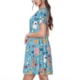 thumbnail image 2 of Fotbe Cute Dog Vestido Largo de Moda para Mujer, Vestido Tipo Camiseta con Manga Corta y Estilo Casual a Rayas y Bloques de Color, 2 of 6