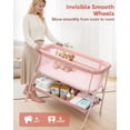 thumbnail image 6 of Baby Bassinet, Bedside Bassinet for Baby, Bassinet Bedside Sleeper with Mattress, Storage Basket and 4 Auto-Lock Wheels, Full-Mesh Sides, Bedside Crib for Newborn,Pink, 6 of 7