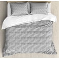 thumbnail image 1 of Geometric Duvet Cover Set Queen Size, Minimalist Toned Abstract Creative Doodle Forms Triangles Rings Spouts, Decorative 3 Piece Bedding Set with 2 Pillow Shams, Charcoal Grey White, by Ambesonne, 1 of 3