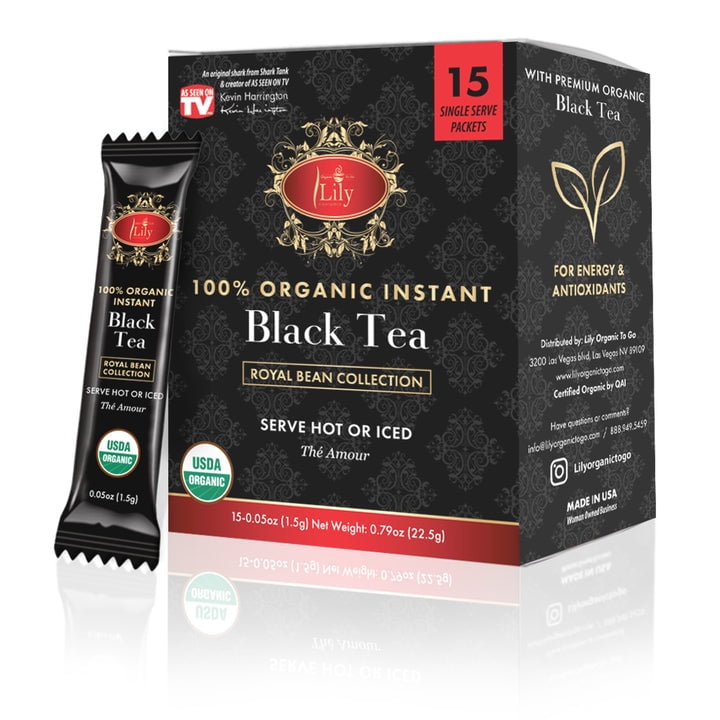 Lily USDA Organic Instant Black Tea Packets, 15 ToGo Packs