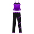 thumbnail image 4 of Jowowha Kids Girls 2 Piece Summer Outfit Gym Yoga Dance Workout Sets Sleeveless Metallic Tank Top Purple 14, 4 of 6