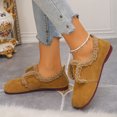 thumbnail image 2 of YOUYEDIAN Loafers for Women Fall Winter Plush Lined Warm Round Toe Fashion Comfy Flats Slip On Low Heel Versatile Casual Walking Shoes, 2 of 5