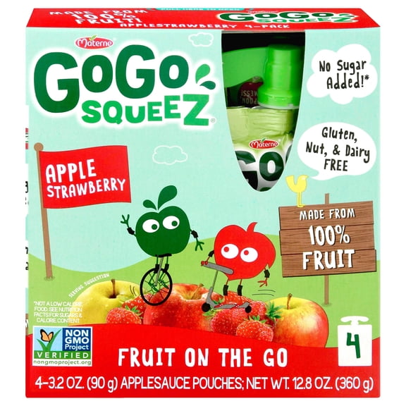 GoGo squeeZ Applesauce Pouches, Apple Strawberry - 4 ct