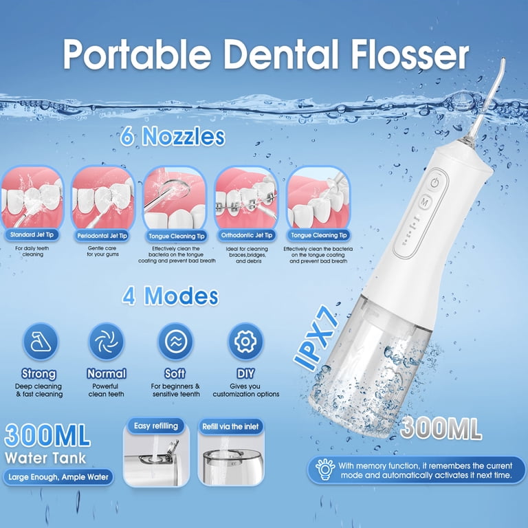 Amybaby Portable Water Flosser, 300ML, 4 Modes, IPX7 Waterproof photo 5