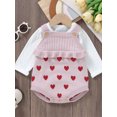 thumbnail image 2 of Suealasg Infant Girls Valentine's Day Romper Clothes 3M 6M 9M 12M 18M 24M Newborn Sleeveless Heart Print Knit Jumpsuit Baby Girls Spring Sweater Overalls Bodysuit, 2 of 8