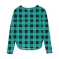 thumbnail image 2 of OVBMPZD Lightweight Girls T Shirts Green Long Sleeve Tunic Crewneck Side Split Checkered Pullover Blouses Girls Tops Size 7 Years, 2 of 6
