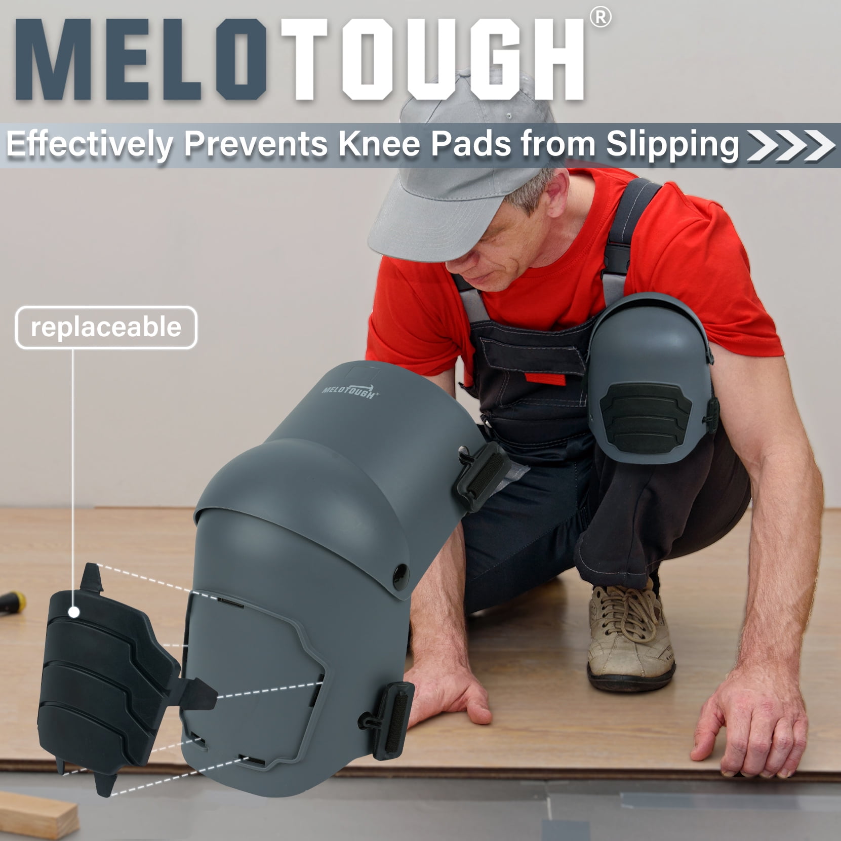 MELOTOUGH Knee Pads for Work,Construction,Flooring,Gardening-Comfortable and Flexible(Gray)