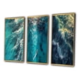 thumbnail image 3 of Designart "Aerial Photograph of Turquoise Waves Breaking VI" Coastal Waves Framed Wall Art Set Of 3 - Blue Coastal Frame Gallery Set For Office Decor, 3 of 6