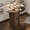 Walnut, variant on 31.5 Inch Round Dining Table with Hidden Sliding Door Storage Cabinet,Wood Grain Kitchen Table Seats 2–4 for Apartment Breakfast Nook