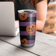 thumbnail image 4 of 20oz Tumblers Halloween Purple and Black Striped Pumpkins Stainless Steel Vacuum Insulated Double Wall Travel Tumbler Cups Mug with Lid and Straw,Cleaning Brush for Cold & Hot Drinks, 4 of 7
