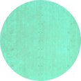 thumbnail image 1 of Ahgly Company Machine Washable Indoor Round Solid Turquoise Blue Modern Area Rugs, 5' Round, 1 of 4