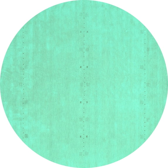Ahgly Company Machine Washable Indoor Round Solid Turquoise Blue Modern Area Rugs, 5' Round