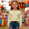 thumbnail image 2 of oqasdz Girls Sweatshirt Kids Children Striped Long Sleeve Crewneck Sweatshirt for Boys Fashion Pullover Top Loose Fit Casual Outwear, 2 of 5