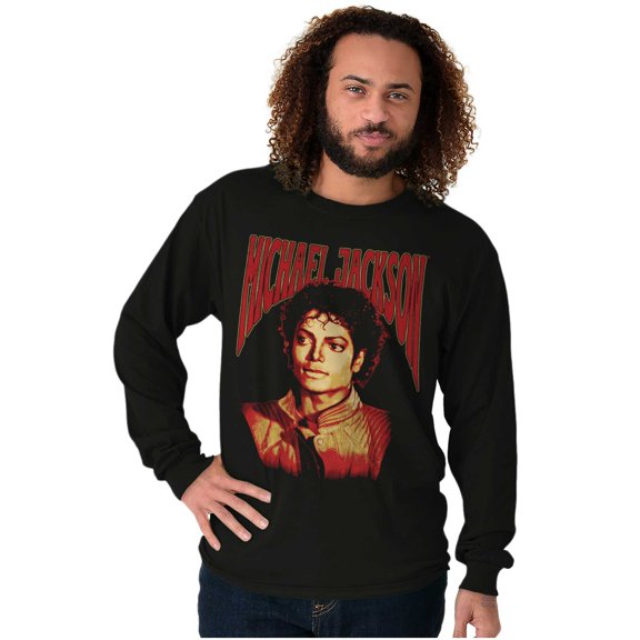 Michael Jackson Thriller Pop Portait Crew Neck Long Sleeve Graphic Tee Brisco Brands S