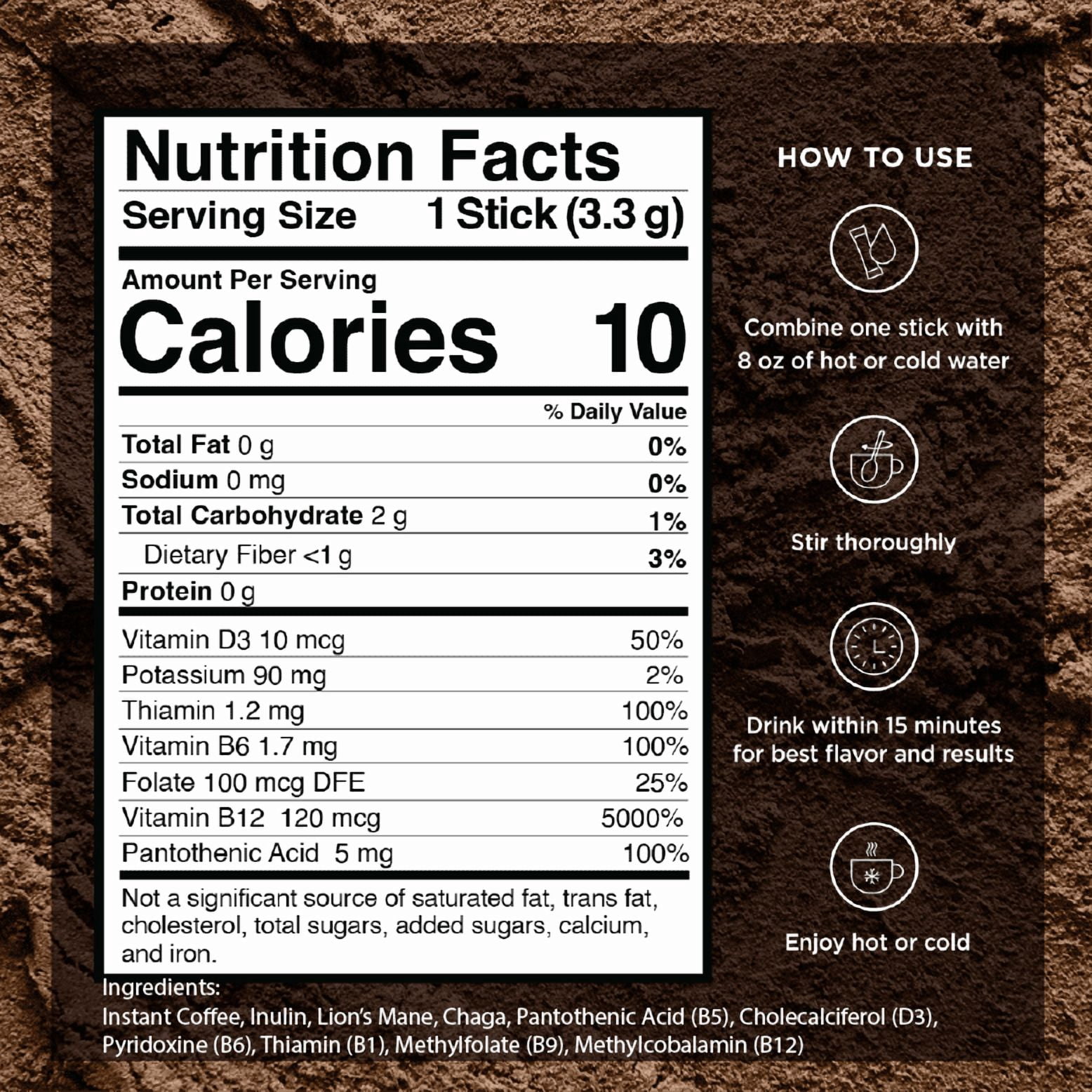 VitaCup Mushroom Coffee Instant Packets, w/ Fiber, Chaga, Lion?s Mane, 24 Ct