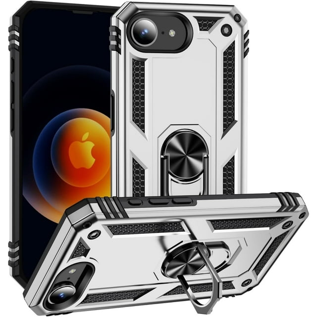 KOMI Protective Phone shell Compatible with iPhone 16E Case, Military Grade Drop Protection Cover 360 Shockproof Heavy Duty Hard Bumper Rugged Mobile Phone Cases with Kickstand for iPhone Case