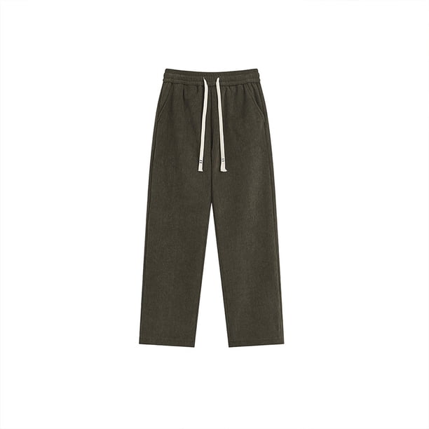 Pantalones de hombre de pana de longitud completa, color liso, cintura elástica, rectos, finos, de terciopelo