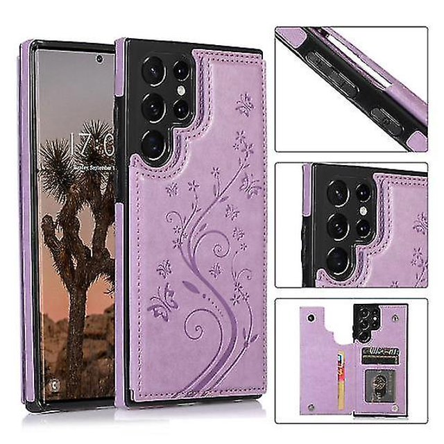 Magnetic Leather Wallet Case Compatible Samsung Galaxy S23 Ultra/ S23+/ S23 With Card Holder Slots