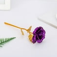 thumbnail image 5 of HEVIRGO 5Pcs Gold Foil Rose Plated Artificial Flowers Valentine Day Gift Wedding Decor Purple Gold Foil Paper Plastic, 5 of 8