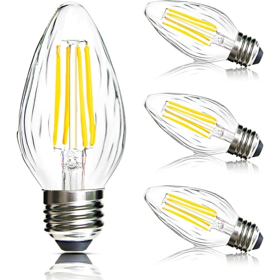 YANTON Edison Bulbs Dimmable, F15 Porch Light Bulbs, E26 Base, 8W, Equivalent 75W, 2700K Warm White, Flame Wrinkle Glass Cover, YANTON Post Bulbs for Ceiling Fan, Pendant Light, 4 Pack
