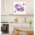 thumbnail image 6 of Square Canvas Wall Art for Bedroom Bathroom Purple Pink Watercolor Floral Butterfly Picture Print Painting Artwork for Living Room,Kitchen,Office,Stretched and Framed 16"x16", 6 of 6