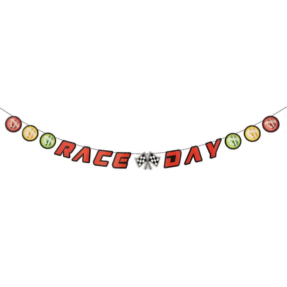 Fun Express 8 ft. x 5 3/4" Race Car Party Ready-to-Hang Cardstock Garland