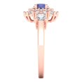 thumbnail image 3 of Halo Engagement Ring for Women - 1.4ct Simulated Tanzanite in 14K Rose Gold Promise Ring, 3 of 6