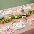 144 Piece Vintage Style Tea Party Supplies with Pink Floral Paper