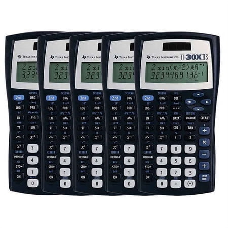Texas Instruments TI30XIIS (5-Pack) Texas Instruments TI30XIIS Dual Power Scientific Calculator - LCD - Battery/Solar Powered - 6.1" x 3.2" x 0.8" - 1 Each