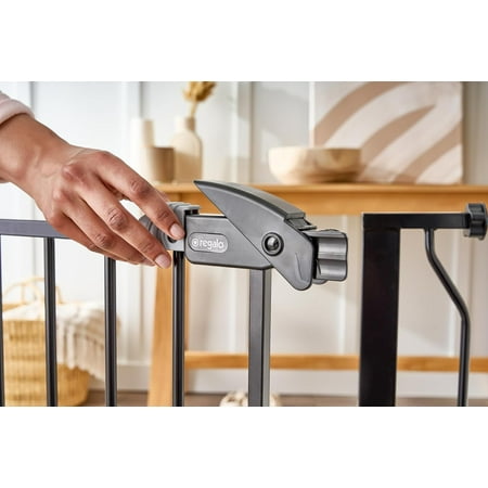 Regalo Easy Step 38.5-Inch Wide Walk Thru Baby Gate, Black, Metal