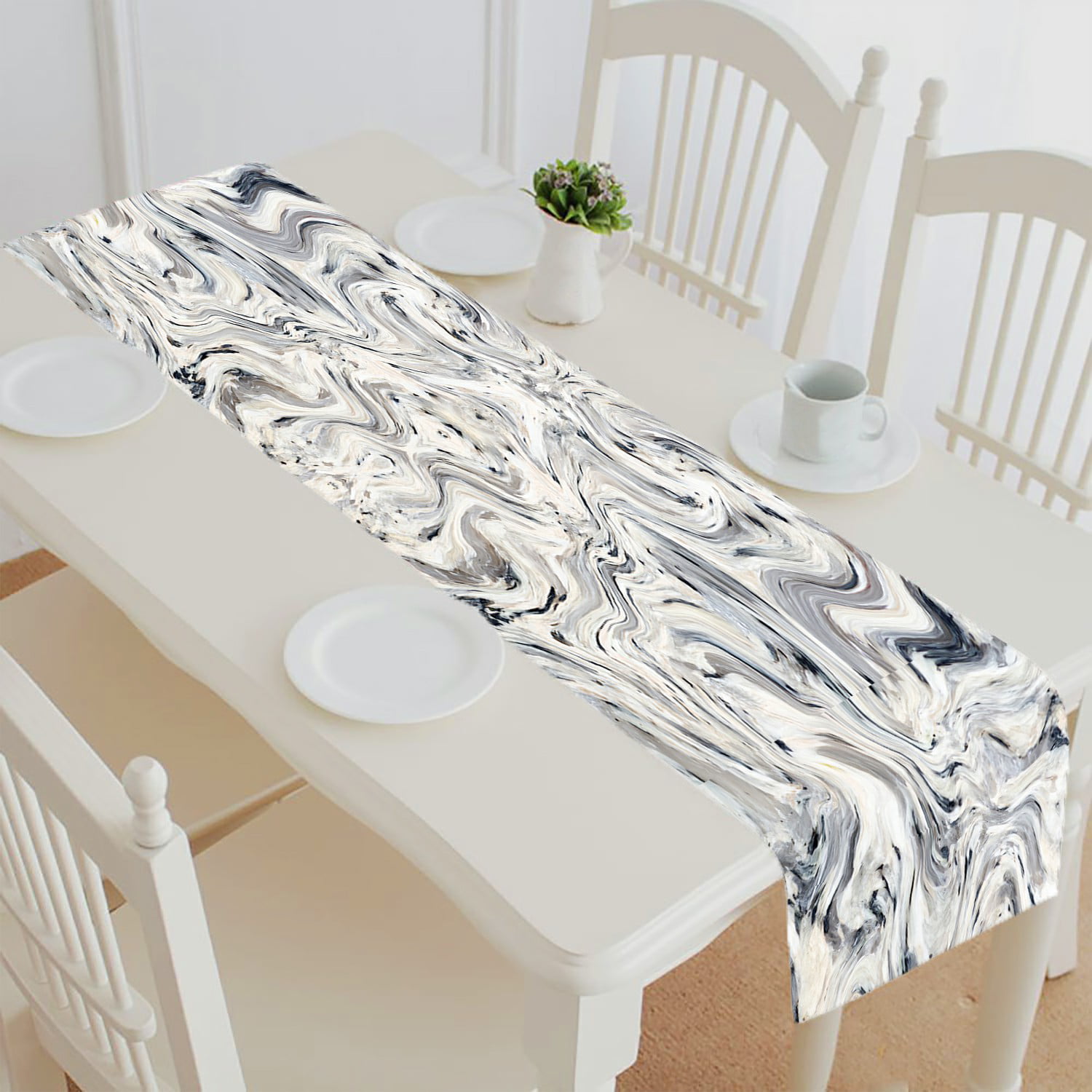 ABPHQTO Japanese Paper Paper Marbling Table Runner Placemat Tablecloth ...