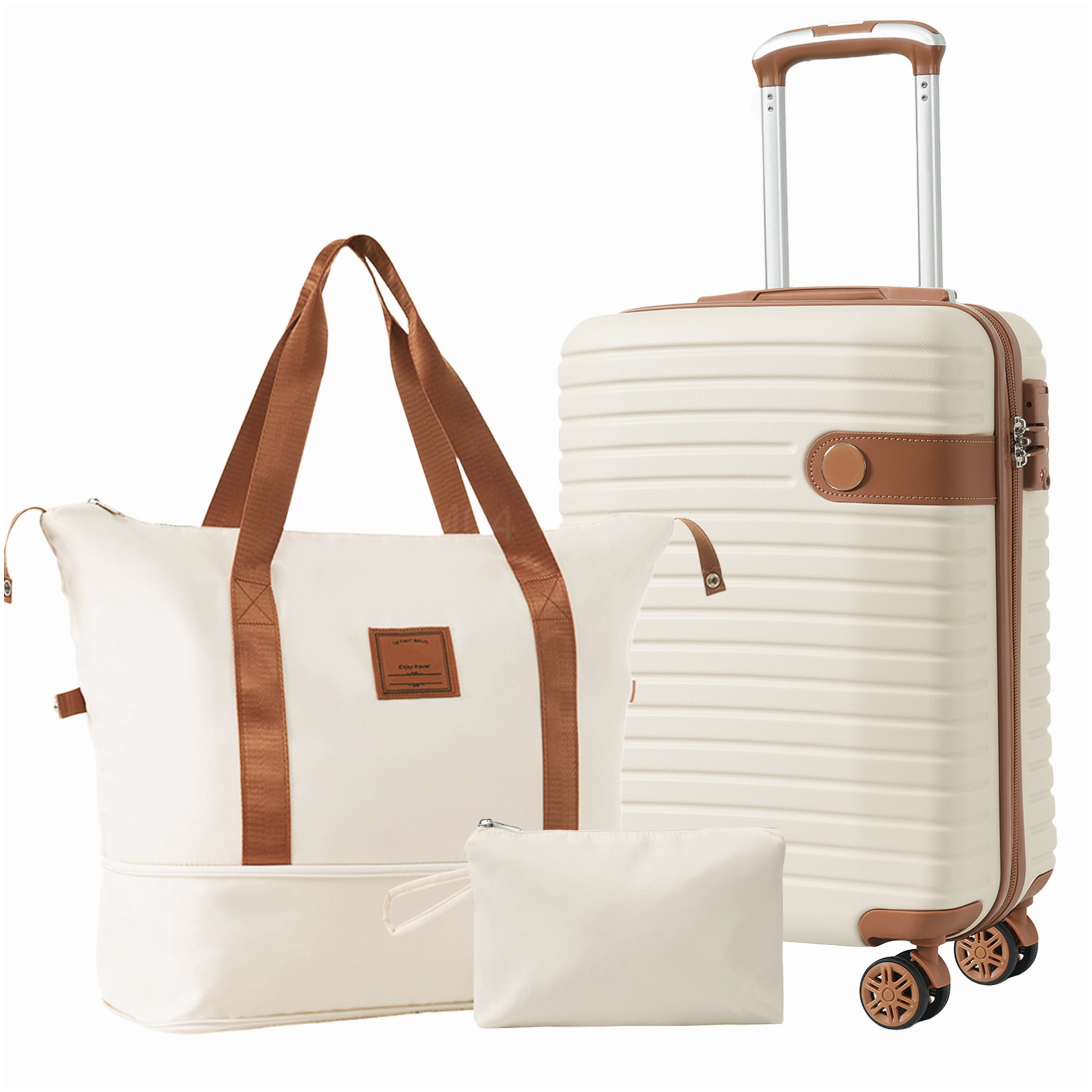 Airline Approved Carry-On Luggage Set, 3-Piece ABS Hardshell Suitcase with Spinner Wheels