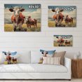 thumbnail image 4 of Designart "Grazers Geometric Cattle Pastoral art painting III" Animals Print on Natural Pine Wood, 4 of 5
