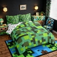 thumbnail image 2 of Meiyoeat Pixelated Blocks Miners Queen Bedding 7pcs, Retro Geometric Camo Bedding Comforter Set Queen for Bedroom, 2 of 6