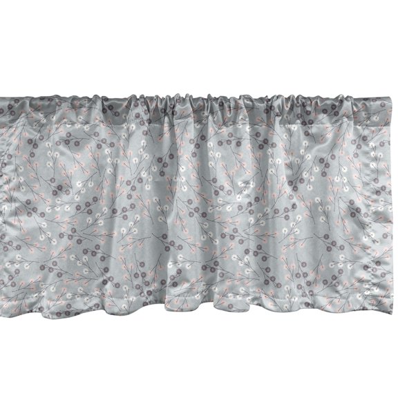 Ambesonne Floral Valance Pack of 2, Curly Pastel Flower Twigs, 54"X18", Pale Seafoam Rose and White