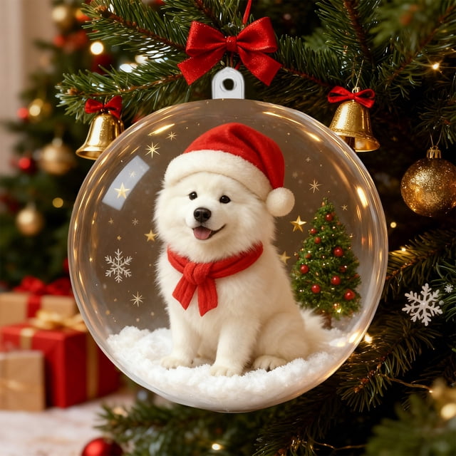 Adorno navideño transparente en forma de bola con escena de animales en miniatura | Colgante de cristal para árbol | Decoración navideña para el hogar | Adorno festivo para colgar en el árbol