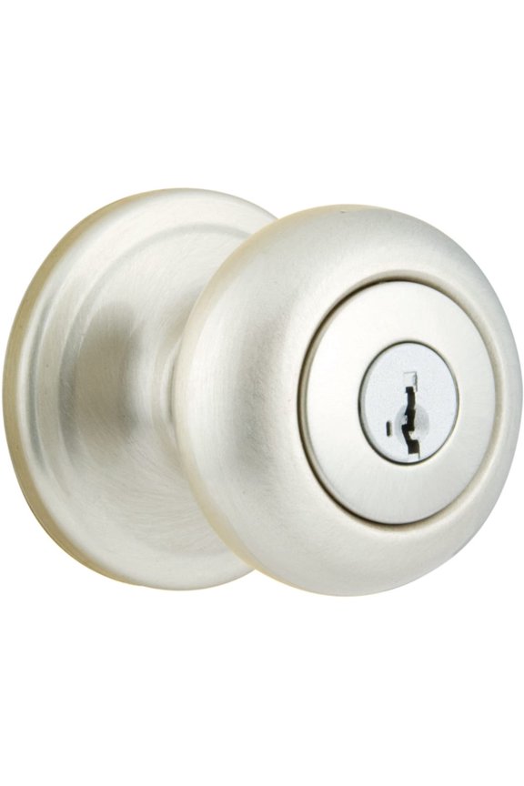 Juno Entry Lock SmartKey - Satin Nickel Finish - Single Cylinder Exterior Door Knob  Residential Use, Standard Application