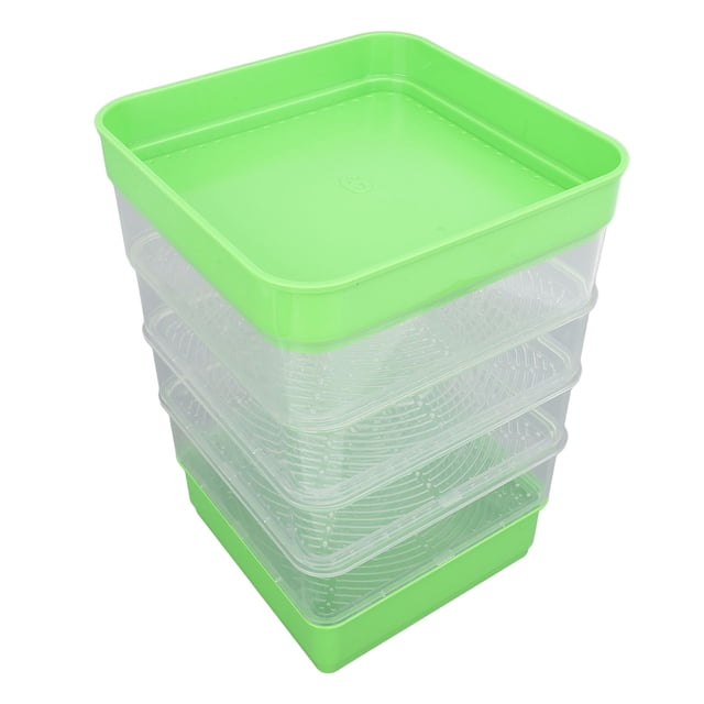 Square Sprout Growing Kit, Stackable Space Saving Microgreens Tray Plastic Reusable Seedling Planter,for Beginners for Multiple Plant Species Gardening Experiment with Convenience