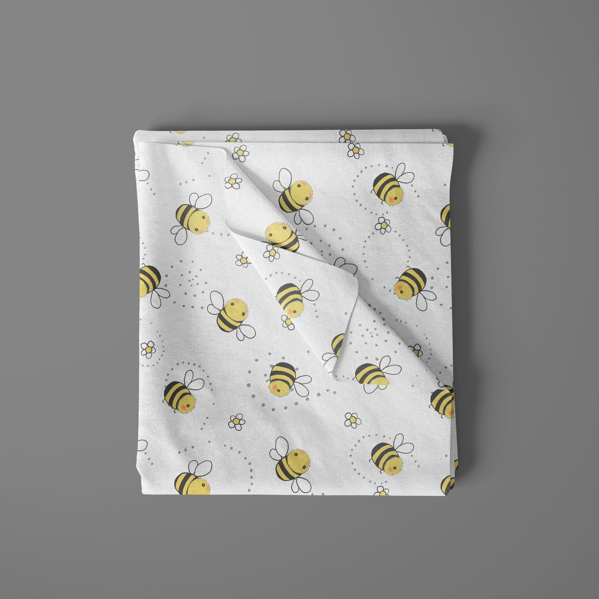 Mainstays 42" Light-weight Flannel Fabric Busy Bees by the Yard, White