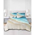 thumbnail image 2 of Twin Quilt Bedding Set, Blue Gradient Beach Reversible Summer Quilt 3 Pieces, Watercolor Coastal Seaside Waves Ombre Lightweight Bedspreads Coverlets with 2 Pillow Shams for All Seasons, 2 of 5
