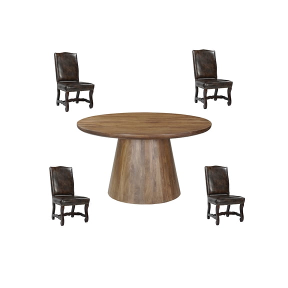 Taran Designs Mason 5-piece Solid Wood Dining Set in Dark Brown