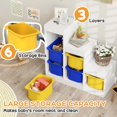 thumbnail image 4 of Qaba Toy Storage Organizer Kids Bookshelf with 6 Plastic Bins, Yellow & Blue, 4 of 10