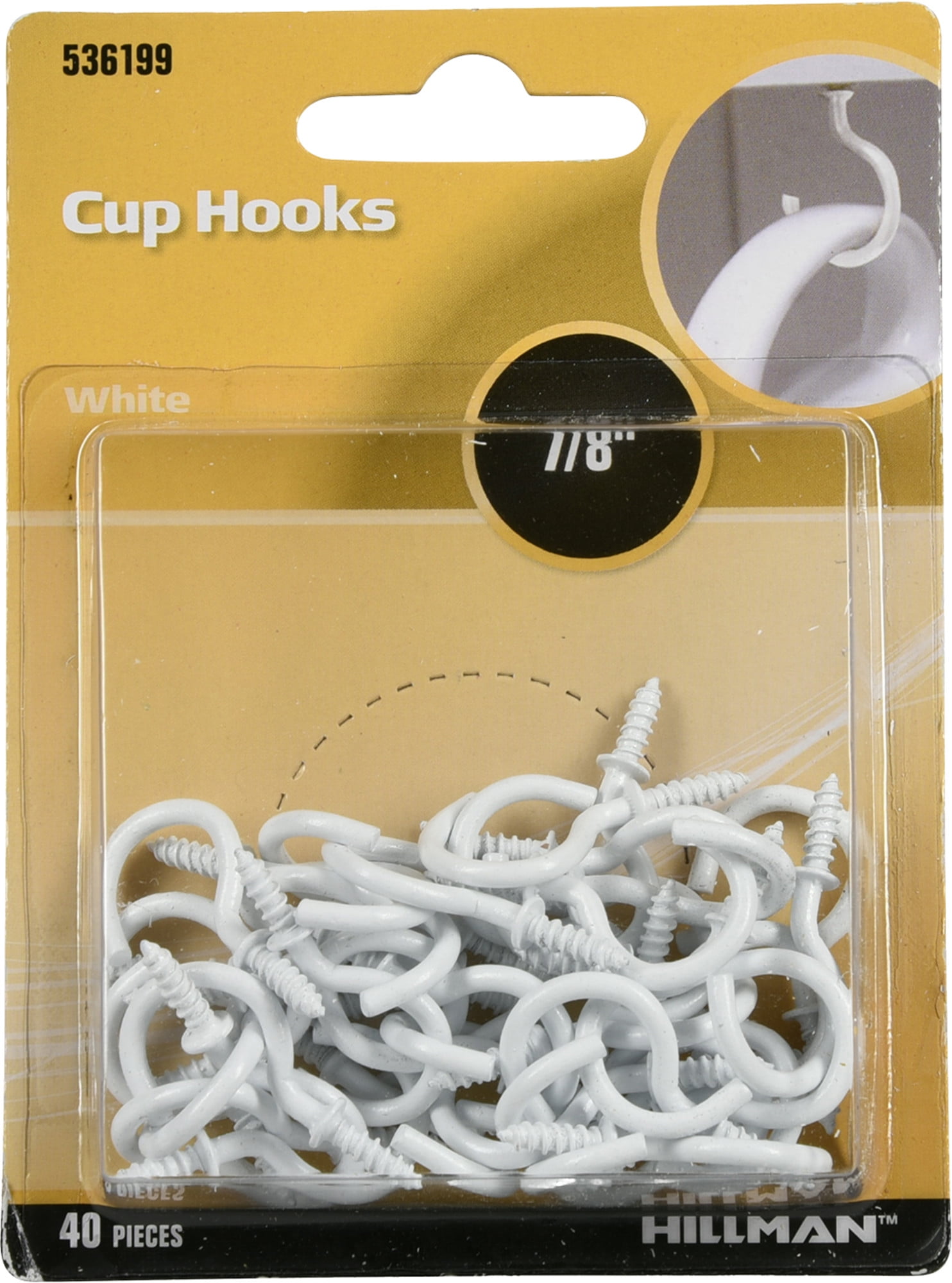 4 X SAFETY CUP HOOKS WHITE 32mm 
