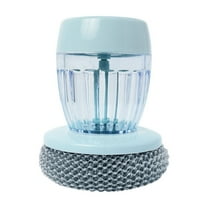 Harlier Dish Scrub Brush with Soap Dispenser, Kitchen Palm Brush for Pot Pan Sink Cleaning, Tableware Kitchen Scrubber with PET Replacement Balls