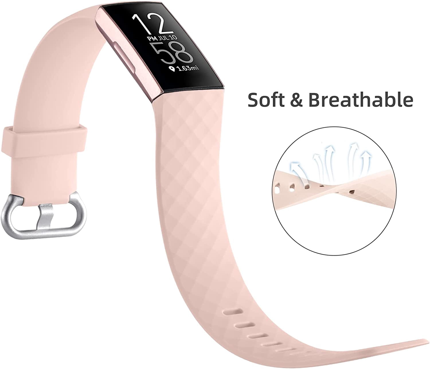 Wepro Waterproof Bands Compatible with Fitbit Charge 4 / Charge 3 / Charge 3 SE for Women Men, 3-Pack, Small, Large/Pink Sand/Slate Gray/Black