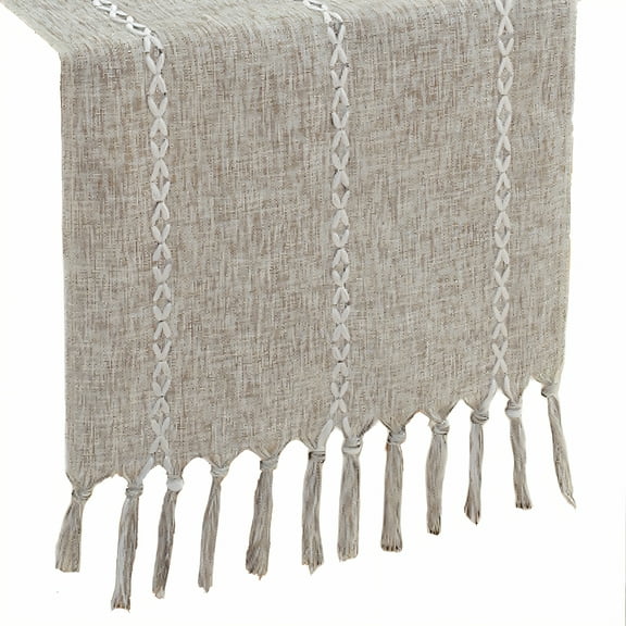 AUQ Table Runner,Fine-Thread Fiber Table Runners,Crisp Surface Detail Kitchen Table Decor,Off-White,33*275cm