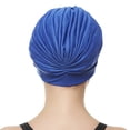 thumbnail image 3 of Beemo Swim Caps for Women Swimming Turban Polyester Latex Lined Pleated for Ladies - Royal Blue, 3 of 4