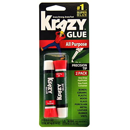 (3 pack) Krazy Glue, All Purpose Super Glue, Precision Tip, 2 G, 2 Count, 10 Second Dry Time